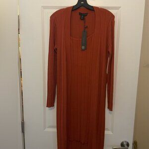 House of Harlow 1960 Rust 2 Piece Knit Set Dress Cardigan